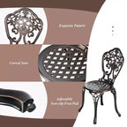 Costway 3PCS Patio Bistro Set Round Table Chairs All Weather Cast Aluminum Yard