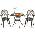 Costway Outdoor Patio Furniture leaf Design Cast Aluminum Bistro Set Antique Copper