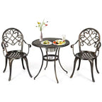 Costway Outdoor Patio Furniture leaf Design Cast Aluminum Bistro Set Antique Copper