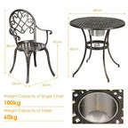 Costway Outdoor Patio Furniture leaf Design Cast Aluminum Bistro Set Antique Copper