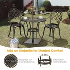 Costway Outdoor Patio Furniture leaf Design Cast Aluminum Bistro Set Antique Copper