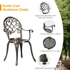Costway Outdoor Patio Furniture leaf Design Cast Aluminum Bistro Set Antique Copper