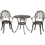 Costway 3PCS Patio Dining Set Aluminum Bistro Attached Removable Ice Bucket