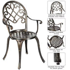 Costway 3PCS Patio Dining Set Aluminum Bistro Attached Removable Ice Bucket