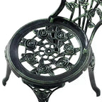 Costway Patio Furniture Cast Aluminum Rose Design Bistro Set Antique Green (Green)