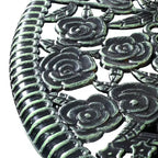 Costway Patio Furniture Cast Aluminum Rose Design Bistro Set Antique Green (Green)
