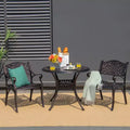 Costway 3 PCS Patio Dining Bistro Set Cast Aluminum Round Patio Table W/Chairs