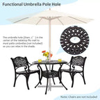 Costway 3 PCS Patio Dining Bistro Set Cast Aluminum Round Patio Table W/Chairs