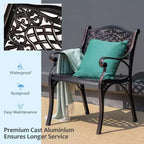Costway 3 PCS Patio Dining Bistro Set Cast Aluminum Round Patio Table W/Chairs