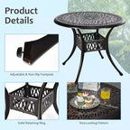 Costway 3 PCS Patio Dining Bistro Set Cast Aluminum Round Patio Table W/Chairs