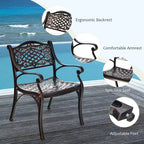 Costway 3 PCS Patio Dining Bistro Set Cast Aluminum Round Patio Table W/Chairs