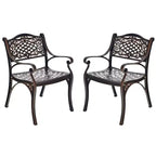 Costway 3 PCS Patio Dining Bistro Set Cast Aluminum Round Patio Table W/Chairs
