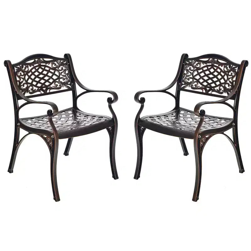 Costway 3 PCS Patio Dining Bistro Set Cast Aluminum Round Patio Table W/Chairs