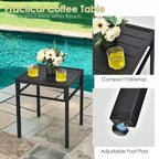 Costway 3 PCS Patio Rattan Bistro Set High Backrest Armrest SideTable Mix Gray\Mix Brown