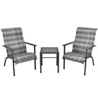 Costway 3 PCS Patio Rattan Bistro Set High Backrest Armrest SideTable Mix Gray\Mix Brown