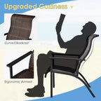 Costway 3 PCS Patio Rattan Bistro Set High Backrest Armrest SideTable Mix Gray\Mix Brown