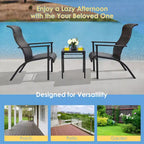 Costway 3 PCS Patio Rattan Bistro Set High Backrest Armrest SideTable Mix Gray\Mix Brown