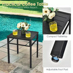 Costway 3 PCS Patio Rattan Bistro Set High Backrest Armrest SideTable Mix Gray\Mix Brown