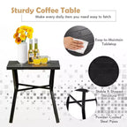 Costway 3PCS Patio Rocking Bistro Set Cushioned Chair Armrest Side Table Red