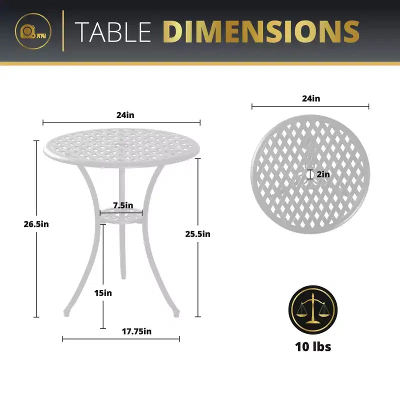 Kinger Home Ekta 3-Piece Patio Bistro Set