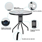 Costway 5PC Bistro Outdoor Patio Furniture Set Glass Table W/4 Folding Adjustable Chairs