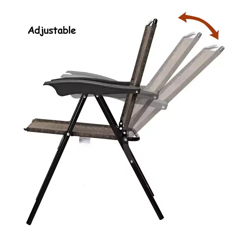 Costway 5PC Bistro Outdoor Patio Furniture Set Glass Table W/4 Folding Adjustable Chairs