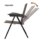 Costway 5PC Bistro Outdoor Patio Furniture Set Glass Table W/4 Folding Adjustable Chairs