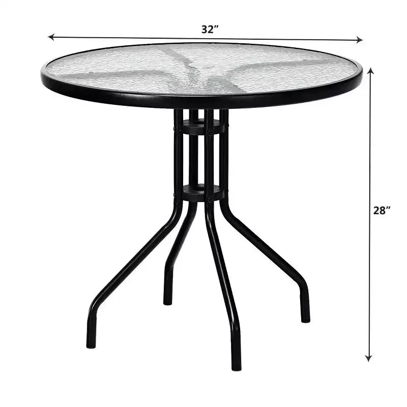 Costway 5PC Bistro Outdoor Patio Furniture Set Glass Table W/4 Folding Adjustable Chairs