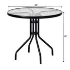 Costway 5PC Bistro Outdoor Patio Furniture Set Glass Table W/4 Folding Adjustable Chairs