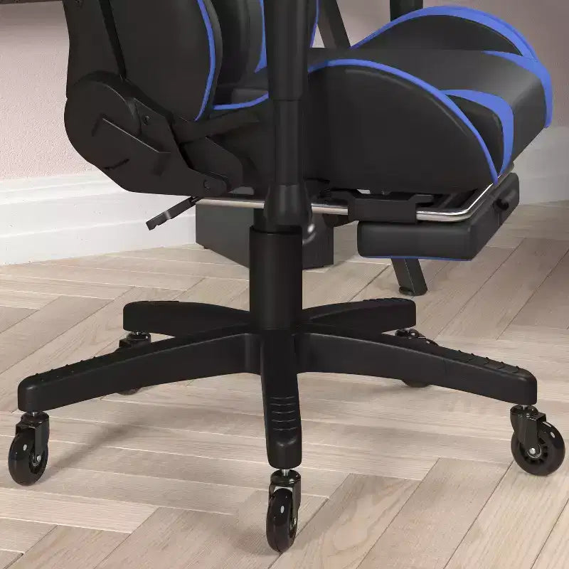 Flash Furniture X30 Gaming Chair Racing Computer Chair with Reclining Back, Slide-Out Footrest, and Transparent Roller Wheels