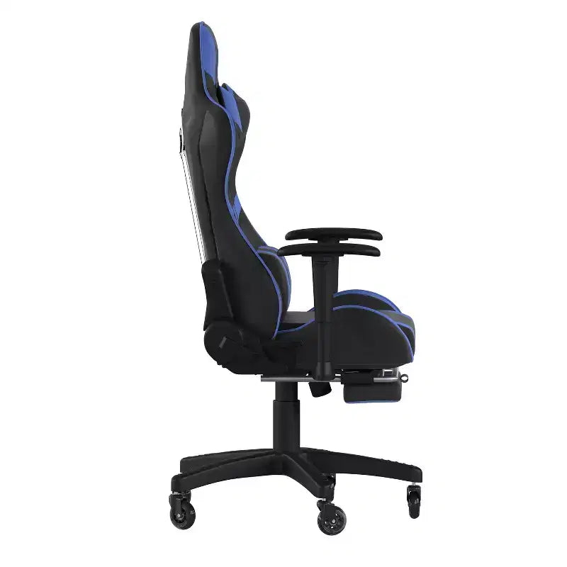 Flash Furniture X30 Gaming Chair Racing Computer Chair with Reclining Back, Slide-Out Footrest, and Transparent Roller Wheels