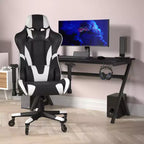 Flash Furniture X20 Gaming Chair Racing Office Computer PC Adjustable Chair with Reclining Back and Transparent Roller Wheels