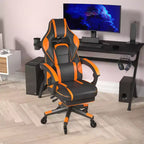 Flash Furniture X40 Gaming Chair Racing Computer Chair with Fully Reclining Back/Arms and Transparent Roller Wheels, Slide-Out Footrest