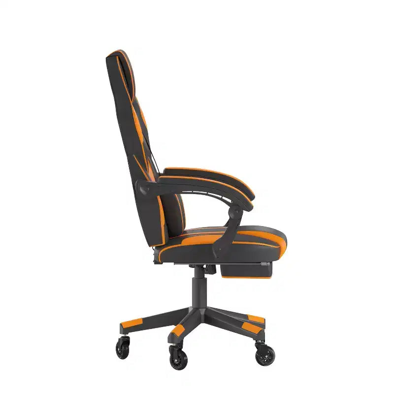 Flash Furniture X40 Gaming Chair Racing Computer Chair with Fully Reclining Back/Arms and Transparent Roller Wheels, Slide-Out Footrest