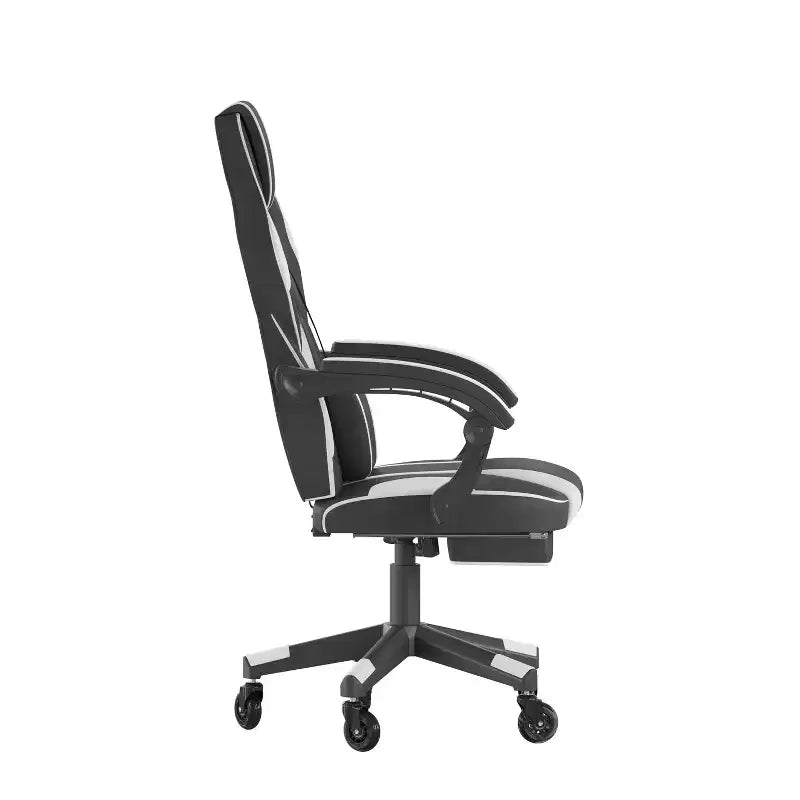 Flash Furniture X40 Gaming Chair Racing Computer Chair with Fully Reclining Back/Arms and Transparent Roller Wheels, Slide-Out Footrest