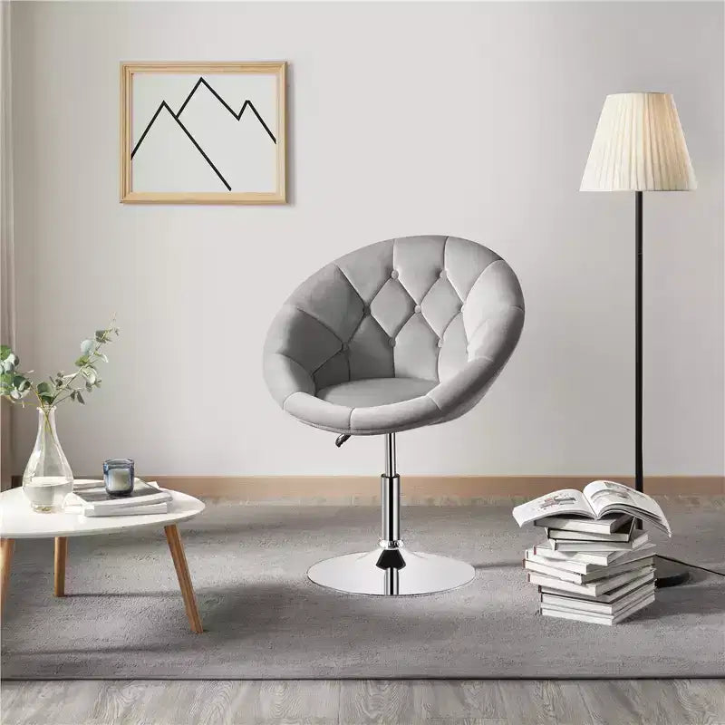 Yaheetech Swivel Tufted Height Adjustable Barrel Chair Accent Chair