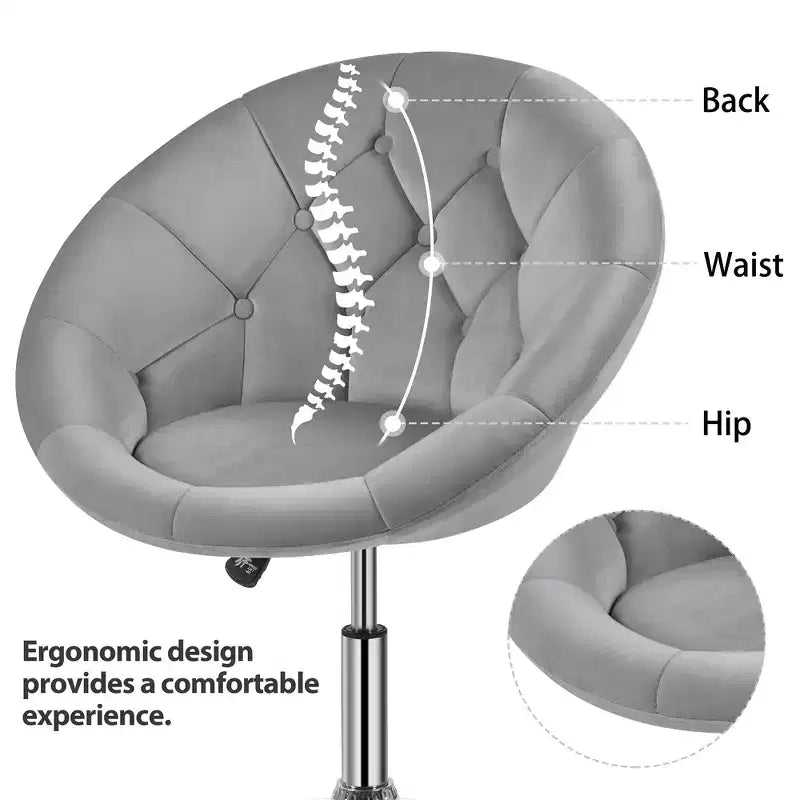 Yaheetech Swivel Tufted Height Adjustable Barrel Chair Accent Chair