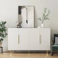 Buffet Cabinet with Fluted Decorative Doors, Wood Sideboard Cabinet with Metal Handles, Storage Cabinet with Adjustable Shelves