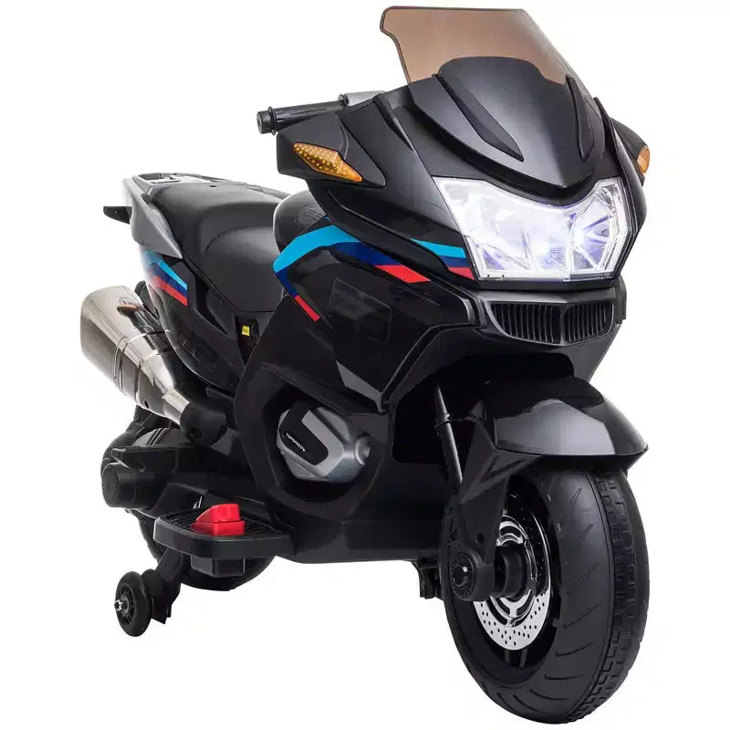 Aosom Kids Motorcycle with Training Wheels, Roaring Engine Design Ride-on Toy for Ages 3-8, High-Traction Mini Motorbike with Light Music