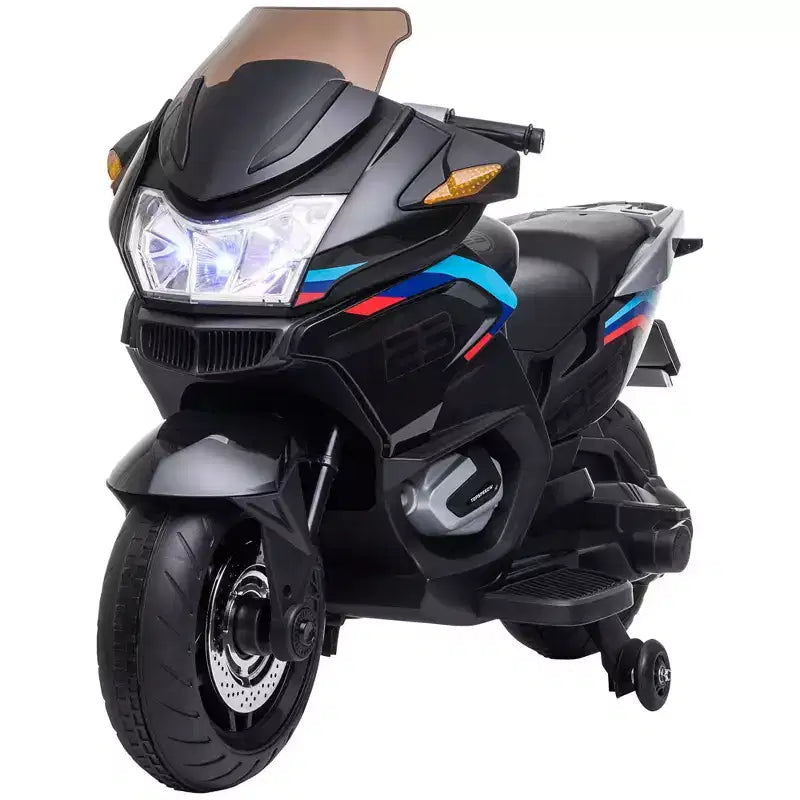 Aosom Kids Motorcycle with Training Wheels, Roaring Engine Design Ride-on Toy for Ages 3-8, High-Traction Mini Motorbike with Light Music