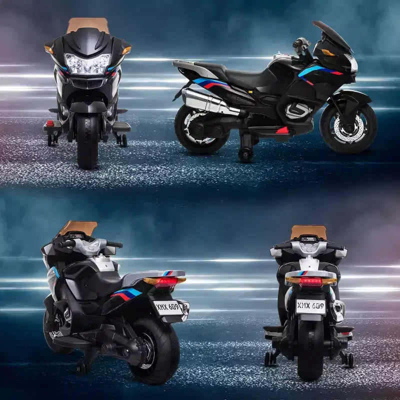 Aosom Kids Motorcycle with Training Wheels, Roaring Engine Design Ride-on Toy for Ages 3-8, High-Traction Mini Motorbike with Light Music