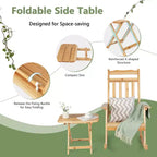 Costway 2PCSPatio Wooden Rocking Chair Bistro Set High Backrest with Folding Side Table