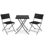 Costway 3PCSPatio Folding Rattan Bistro Set Chairs Backrest Table Garden Deck