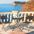 Costway 3PCSPatio Folding Rattan Bistro Set Chairs Backrest Table Garden Deck