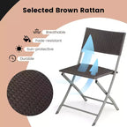 Costway 3PCSPatio Folding Rattan Bistro Set Chairs Backrest Table Garden Deck