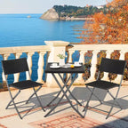 Costway 3PCSPatio Folding Rattan Bistro Set Chairs Backrest Table Garden Deck