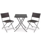 Costway 3PCSPatio Folding Rattan Bistro Set Chairs Backrest Table Garden Deck