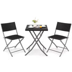 Costway 3PCSPatio Folding Rattan Bistro Set Chairs Backrest Table Garden Deck