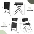 Costway 3PCSPatio Folding Rattan Bistro Set Chairs Backrest Table Garden Deck