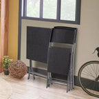 Costway 3PCSPatio Folding Rattan Bistro Set Chairs Backrest Table Garden Deck